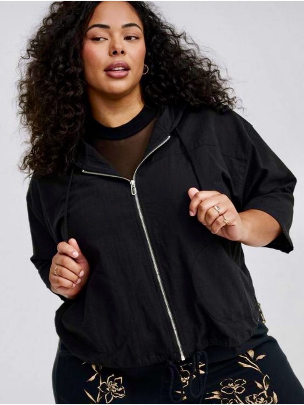 Torrid Black Zip-Front Hooded Bomber Jacket - Size 2X - NWT!